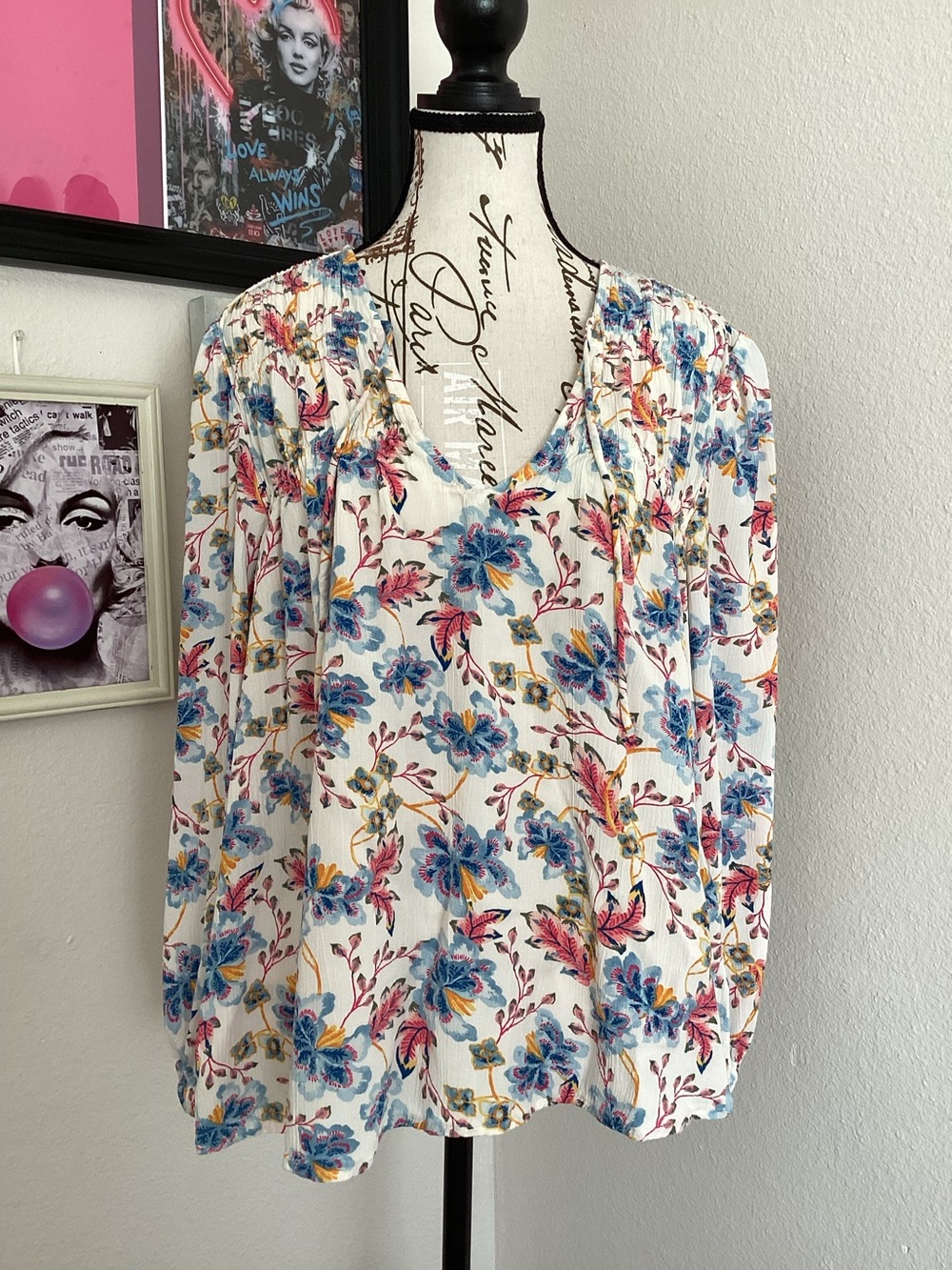 Old Navy Crinkled Smocked Poet Swing Blouse Large